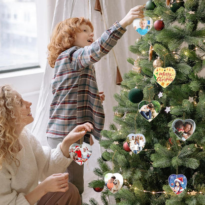 Personalized Christmas Ornaments 2025, Double-Side Custom Christmas Ornament, Heart Ceramic Photo
