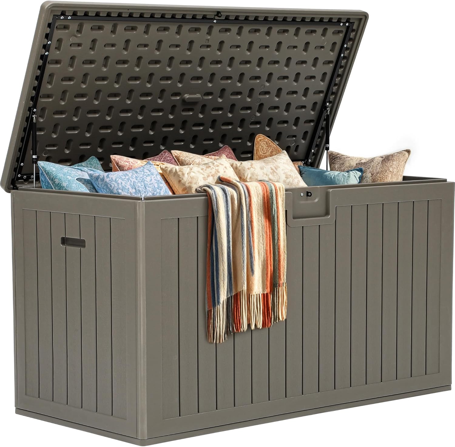 YITAHOME 200 Gallon Extra Large Deck Box, Double-Wall Resin Outdoor Storage Box with Flexible