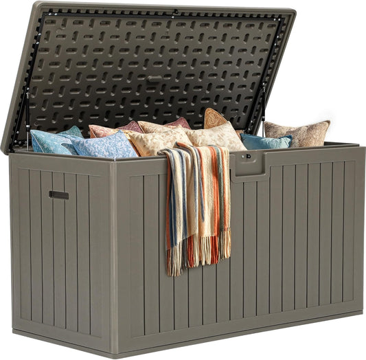 YITAHOME 200 Gallon Extra Large Deck Box, Double-Wall Resin Outdoor Storage Box with Flexible