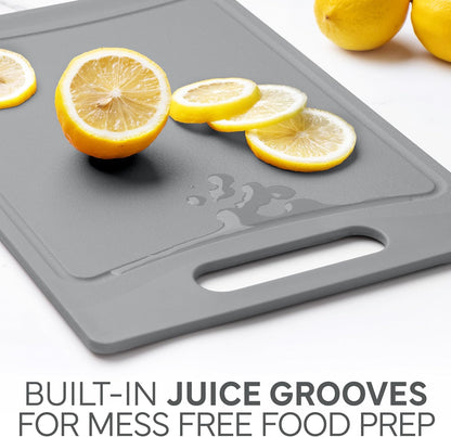 COOK WITH COLOR Non-Slip Cutting Board Set – Kitchen Essentials with Easy Grip Handle for Meat