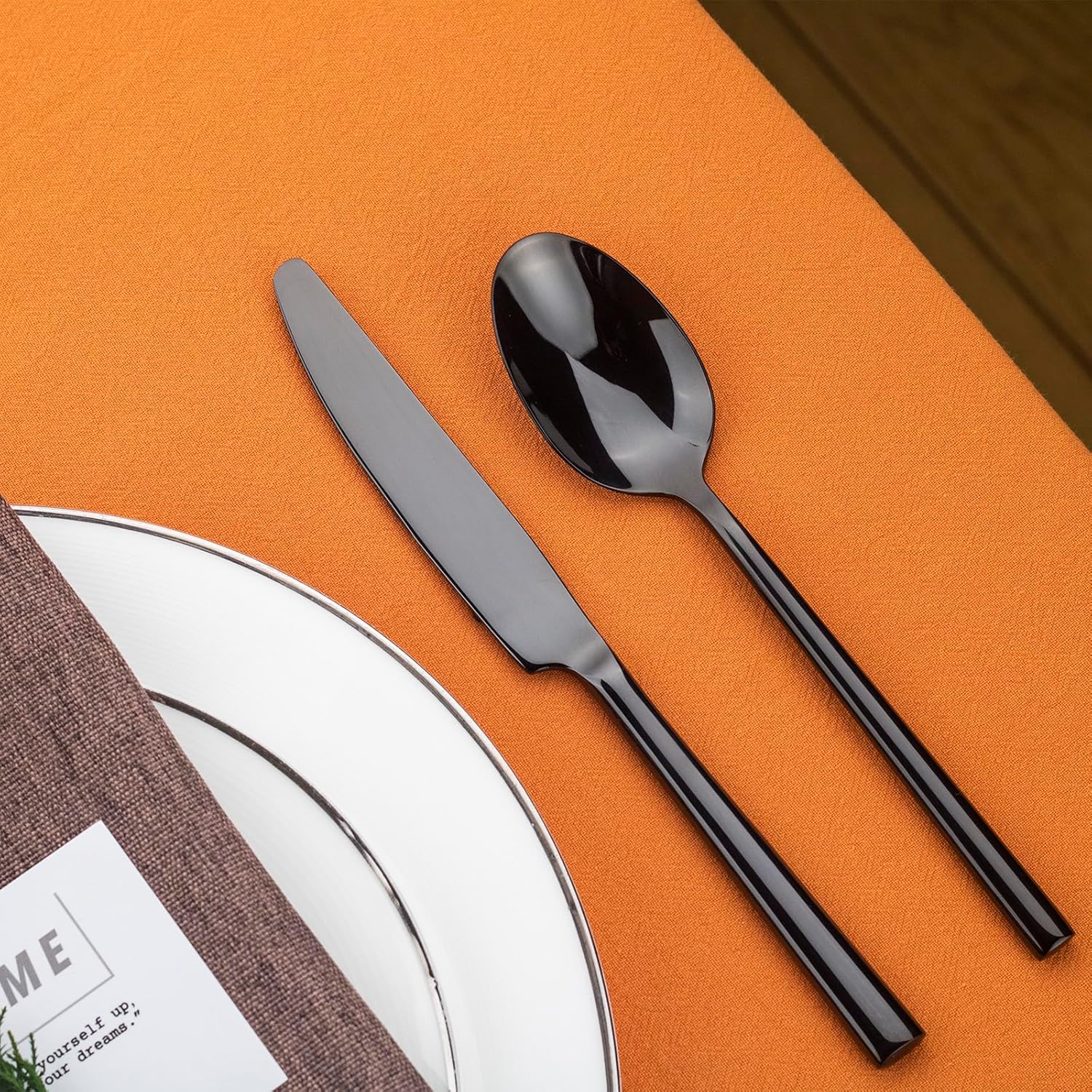 Alata Potter Black 20-Piece Forged Silverware Set with Utensil-Serving Set, Service for 4