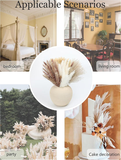 xin's convey 110pcs Dried Pampas Grass Decoration, Dried Flower Bouquet in Vase, Reed Grass Bouquet
