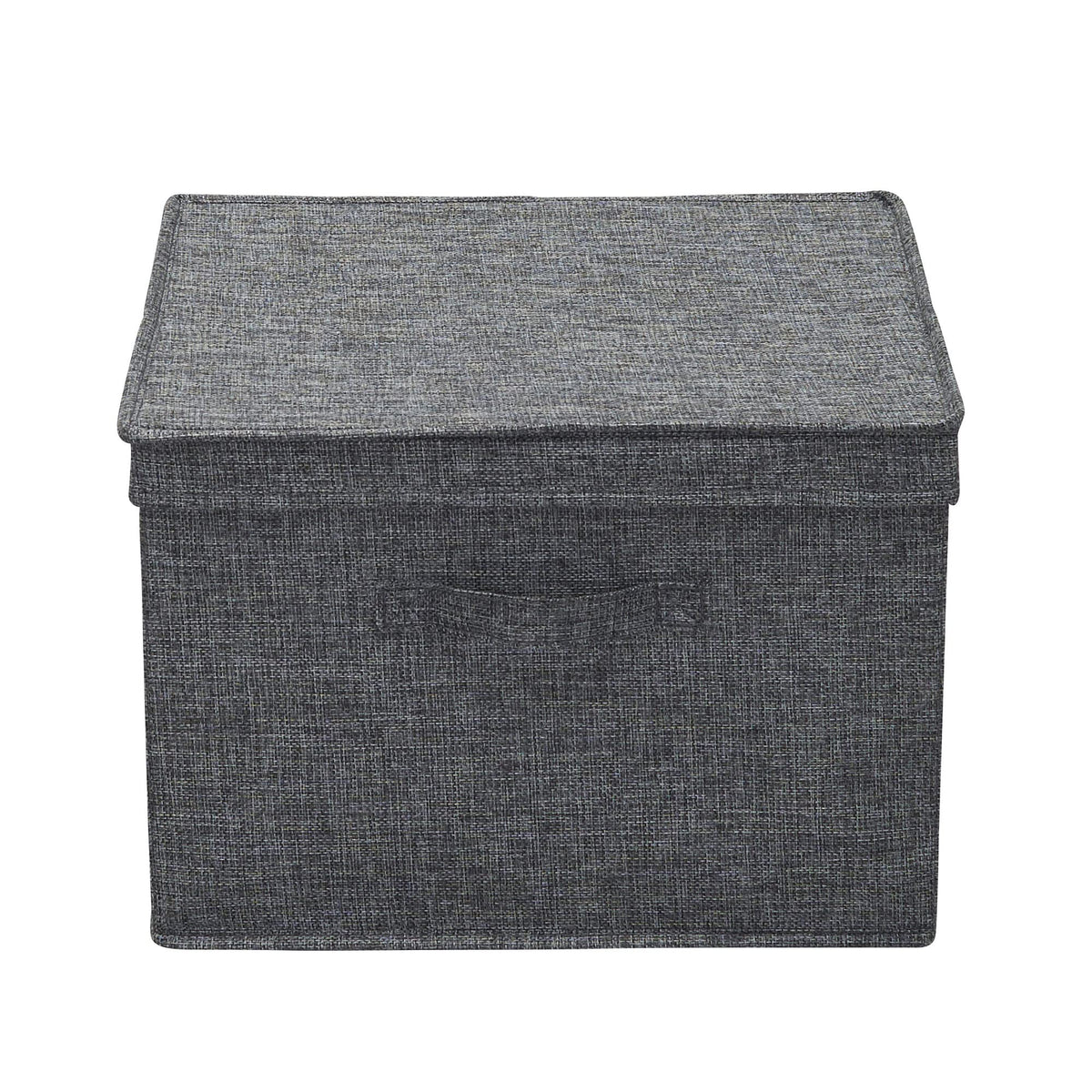 Household Essentials Square Fabric Storage Bins with Lids, Graphite, Set of 2
