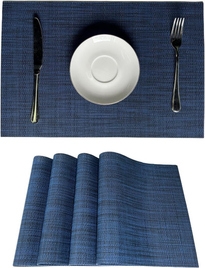WAZAIGUR Placemats Set of 4 for Dining Table Heat-Resistant Washable Place Mats Woven Vinyl Kitchen