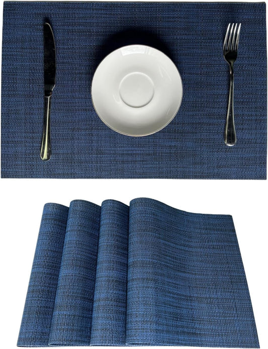 WAZAIGUR Placemats Set of 4 for Dining Table Heat-Resistant Washable Place Mats Woven Vinyl Kitchen