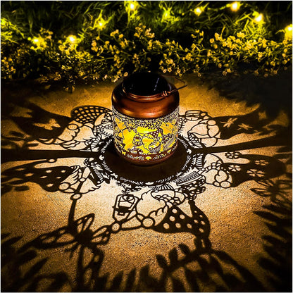 Gnomes Solar Lanterns Outdoor Waterproof,Hanging Solar Lights Gnome Gifts for Women Metal LED