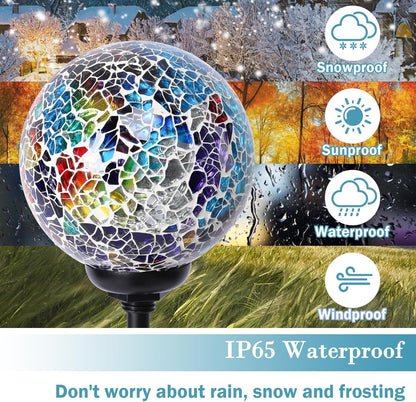 Solar Garden Lights Outdoor Decorative - Solar Gazing Ball Mosaic Garden Stakes Decorative