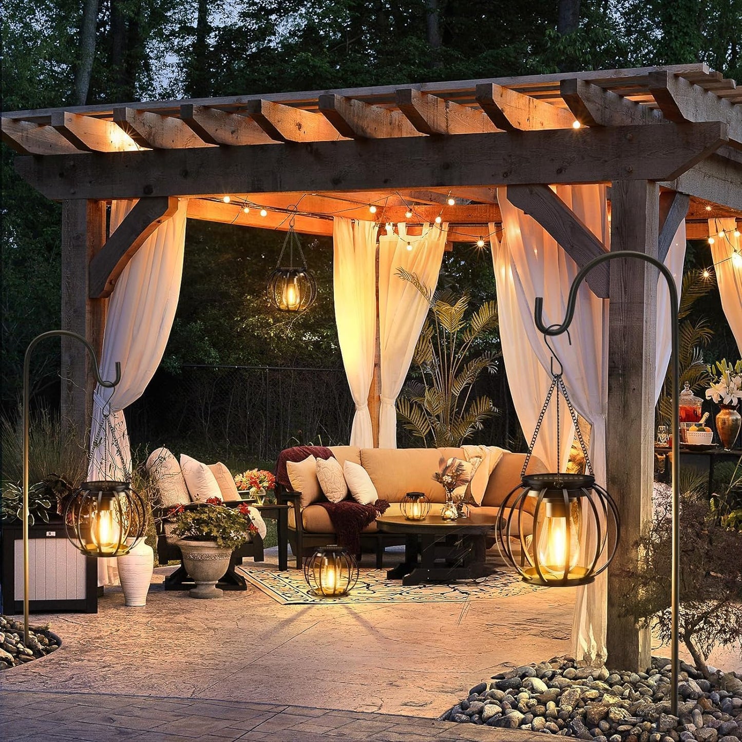 KOOPER Solar Lanterns Outdoor Waterproof, Upgraded Metal Hanging Solar Lights Outdoor Lanterns