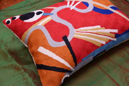 Lumbar Kandinsky Red Modern Throw Pillow Cover in Flow | Red Abstract Pillowcase | Modern Couch