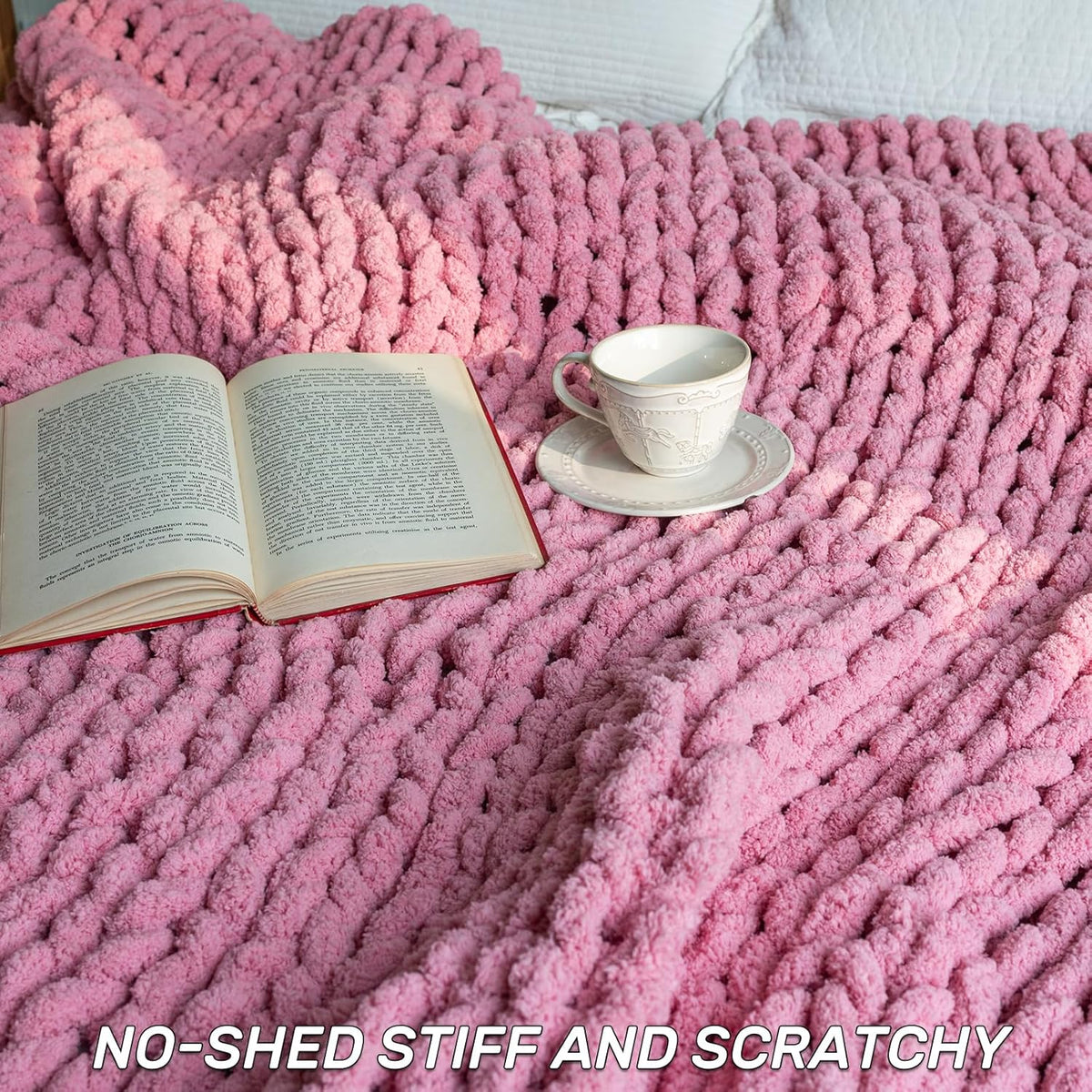 Chunky Knit Blanket - Luxury Soft Cozy 60 * 80 Throw Blanket,100% Woven Blanket Rope Knot Throw
