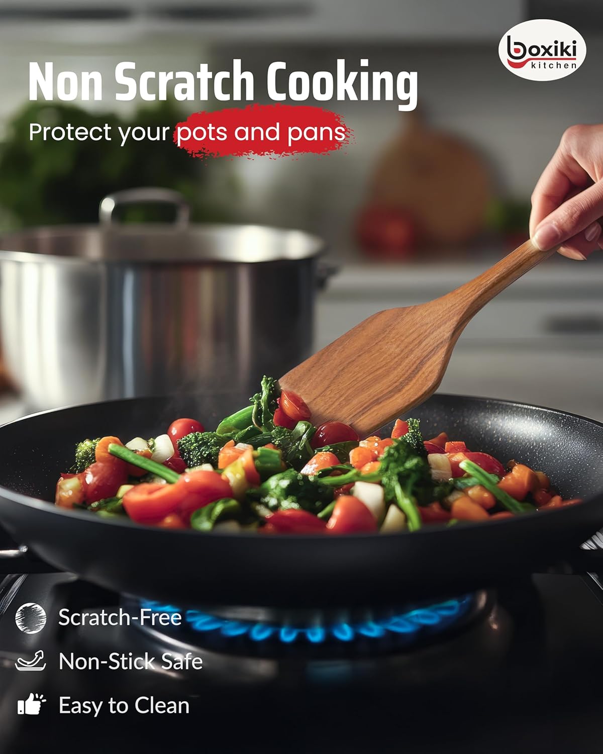 Elegant 5-Piece Walnut Wood Kitchen Utensil Set – Non-Scratch, Heat-Resistant Cooking Utensil Set