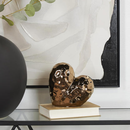 Deco 79 Ceramic Heart Decorative Sculpture Dimensional Angled Origami Inspired Home Decor Statue