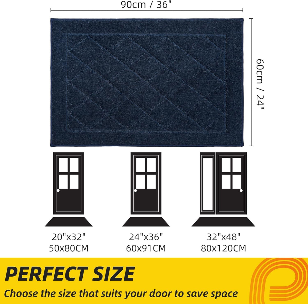 JSEI Dirt Trapper Door Mat 24"x36", Non-Slip Washable Entryway Mats, Dog Door Mat, Stain Resistant