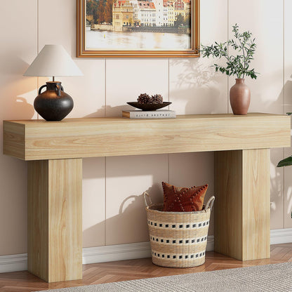 63 Inch Long Console Table for Entryway, Farmhouse Wood Rectangular Sofa Table Behind Couch Table
