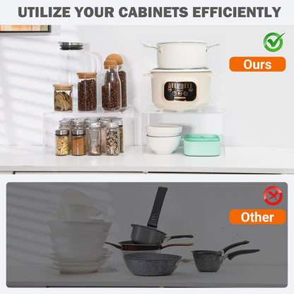 Acrylic Kitchen Cabinet Organizer Shelf, Spice Rack, Plate and Cupboard Storage Riser, Versatile