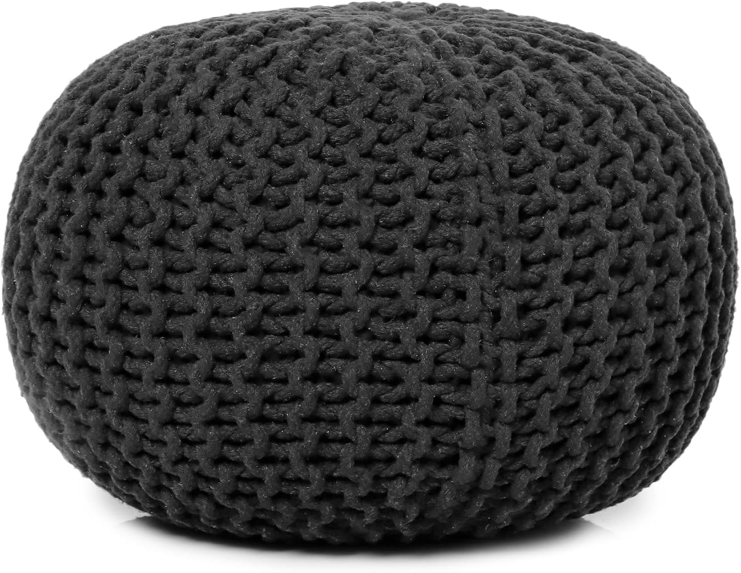 REDEARTH Round Pouf Foot Stool Ottoman - Cotton Hand Knitted Dori Pouffe - Cord Boho Home Décor