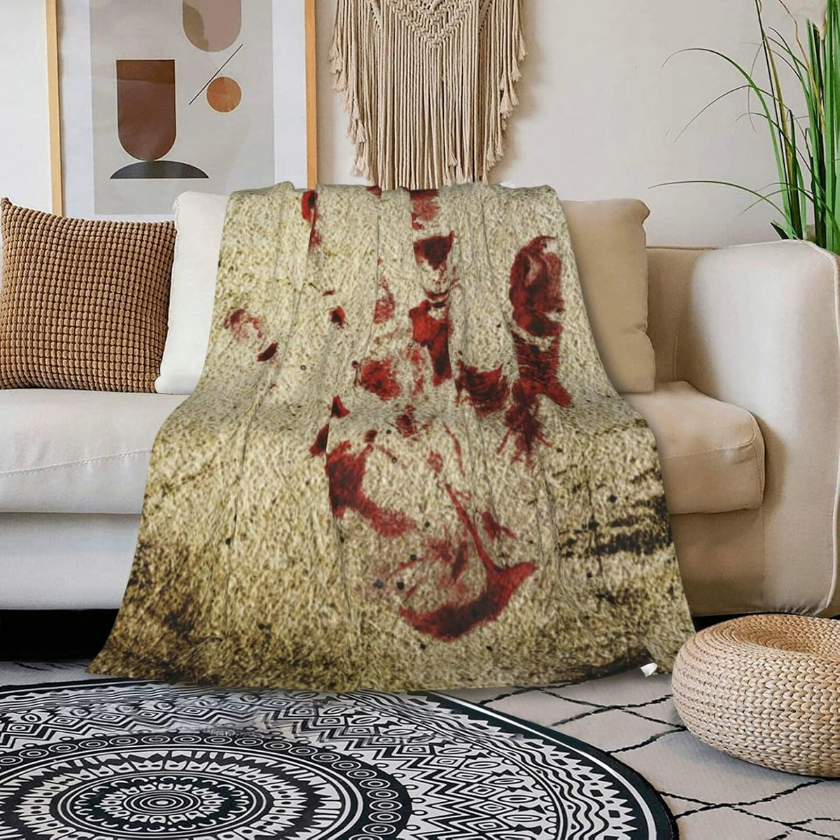 HGOD DESIGNS Bloody Hand Flannel Fleece Bed Blanket Throw Blanket Lightweight Cozy Plush Blanket