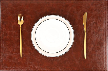 Jovono Waterproof PU Placemats, Faux Leather Dining Table Mat, Set of 8, Easy to Wipe Off Scrub