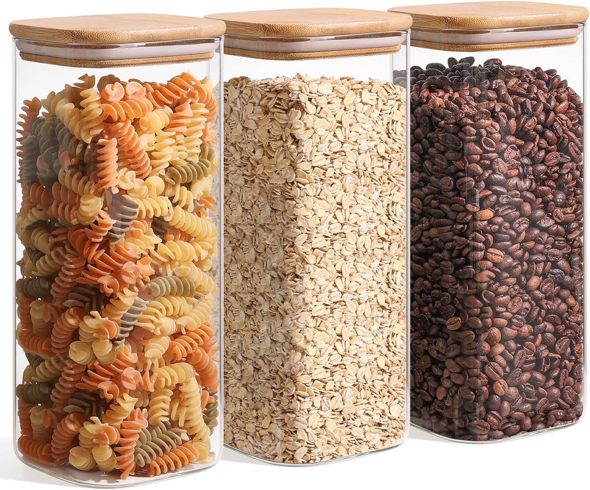 ComSaf 1.9 Qt Glass Storage Containers with Lids, Glass Jars with Lids, Clear Food Storage Jar