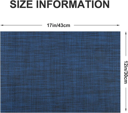 Vinyl Placemats Set of 4, PVC Woven Washable Non-Slip Table Mats, Heat Resistant Wrinkle Free Place
