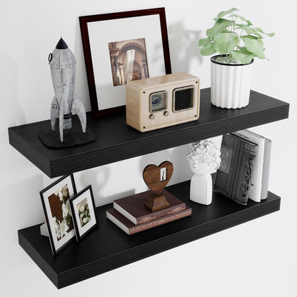 Fun Memories Floating Shelves for Wall, 32 Inch Long Floating Shelves Set of 2, 32 x 10 Wooden