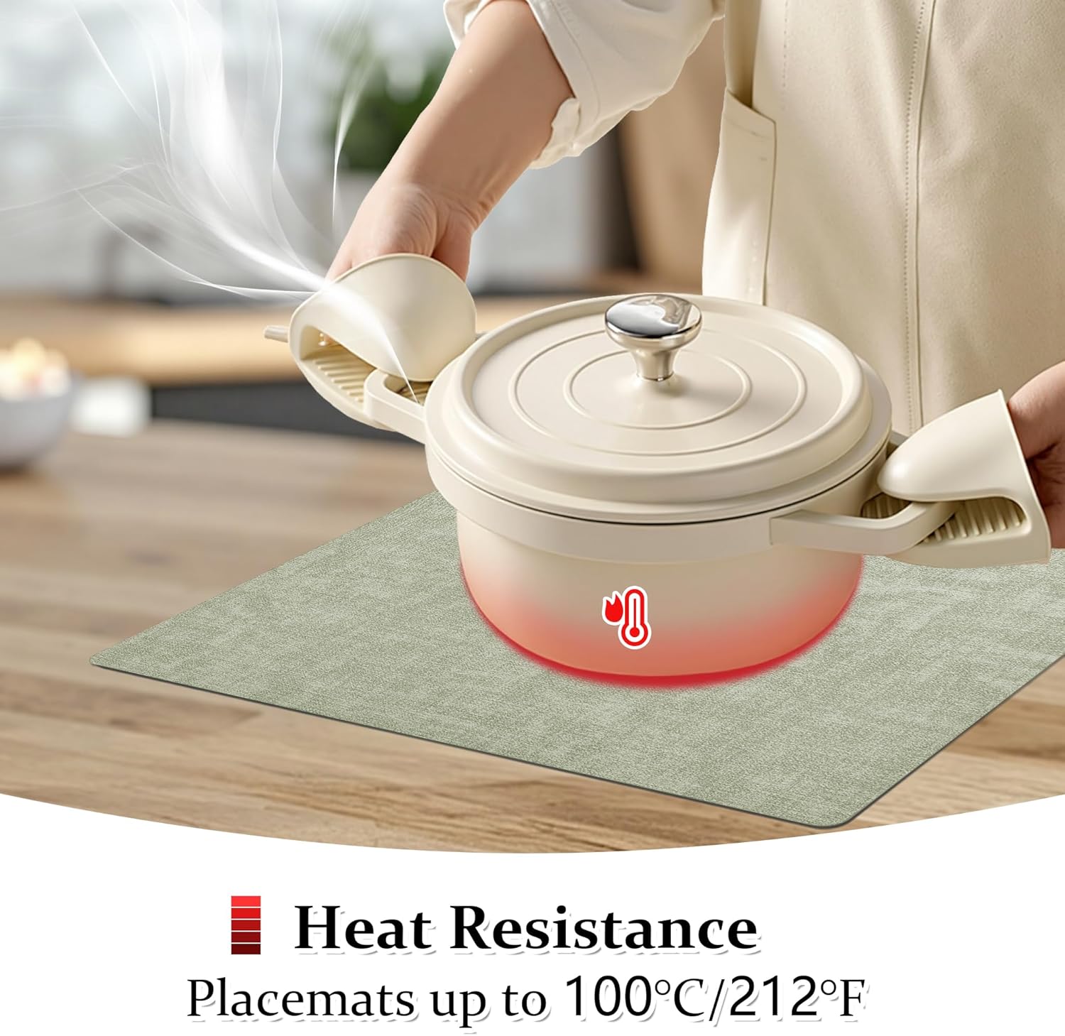 FROMHEART Faux Leather Placemats Set of 8–Waterproof,Heat/Oil Stain-Resistant PU Table