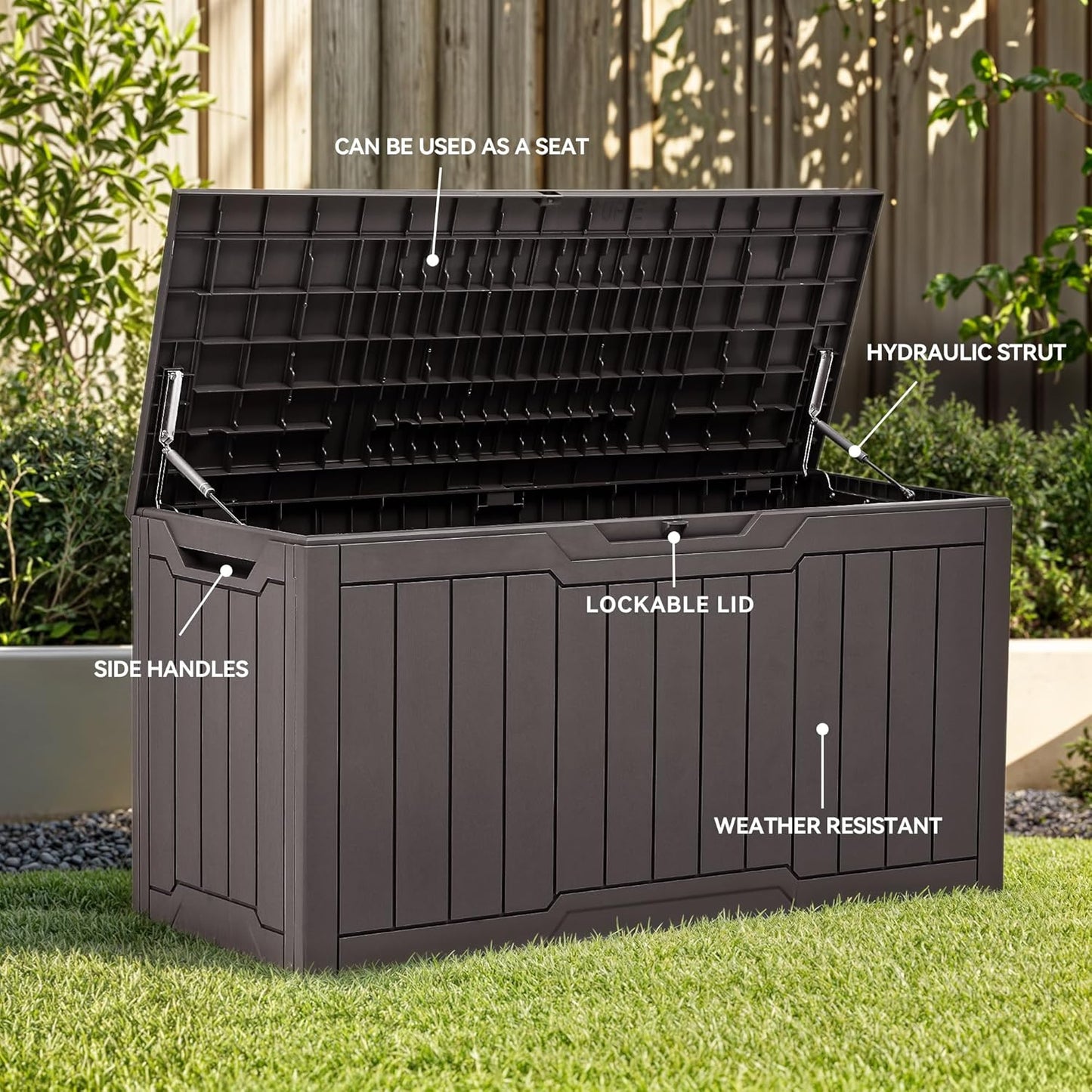 YITAHOME 80 Gallon Outdoor Storage Box, Large Water Resistant Resin Deck Box, Indoor Outdoor