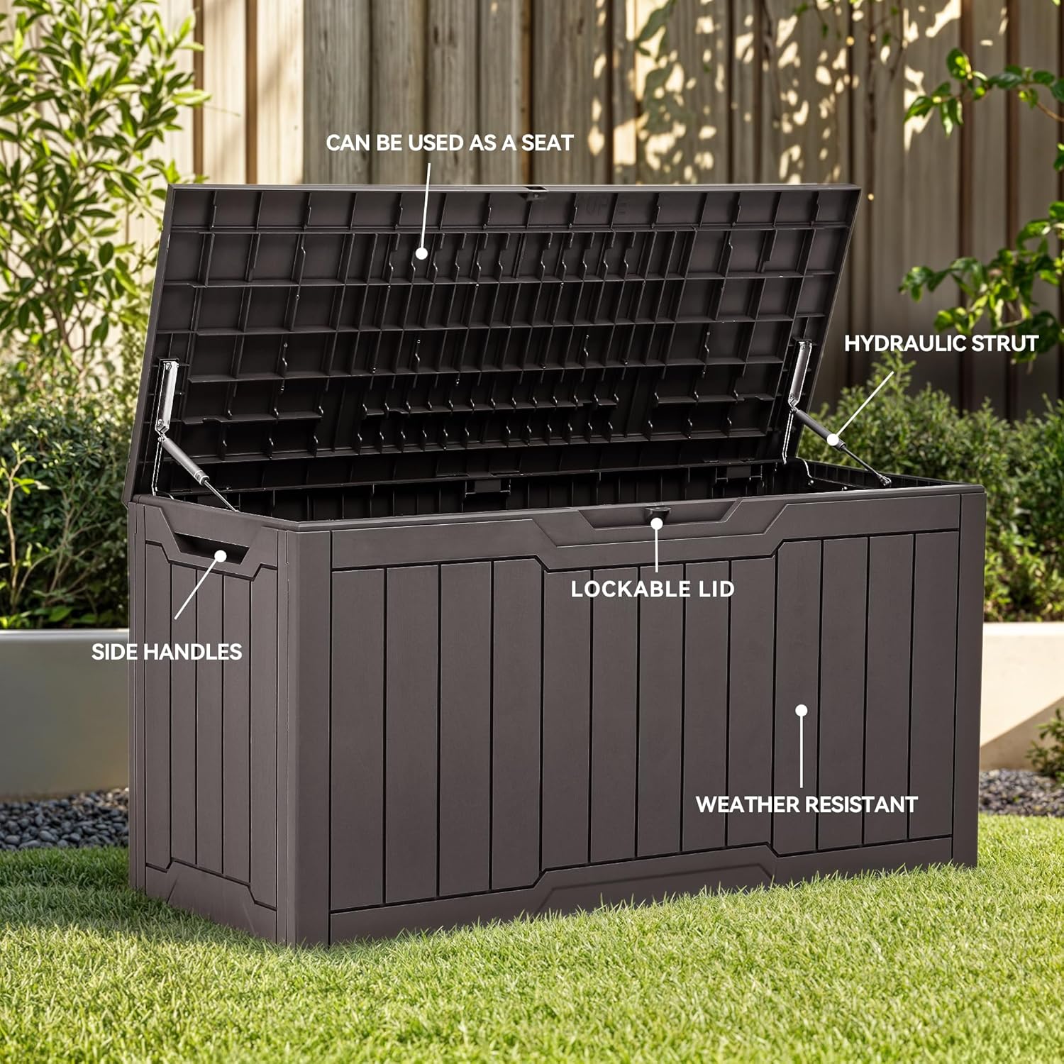 YITAHOME 80 Gallon Outdoor Storage Box, Large Water Resistant Resin Deck Box, Indoor Outdoor