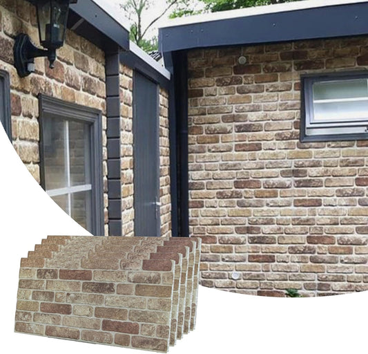 Dundee Deco 3D Wall Panels Faux Brick - Cladding, Light Brown Stone Look Wall Paneling, Styrofoam