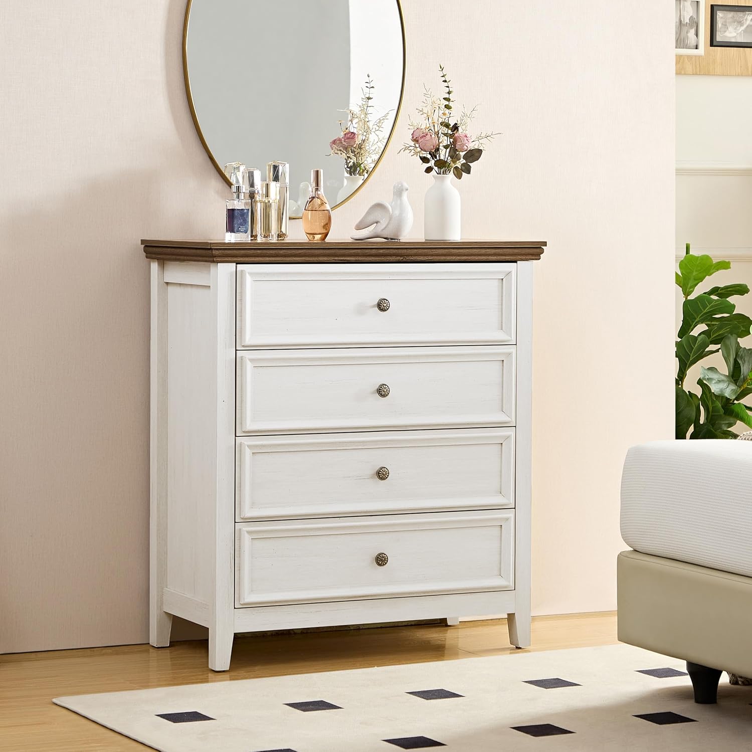 BLANKSPACE Dresser for Bedroom, 4 Drawer Dresser, Modern 4 Chest of Drawers, Farmhouse Storage