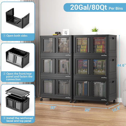 600Qt Stackable Storage Bins with Lids, 150Gal Closet Organizers and Storage Drawer, Plastic
