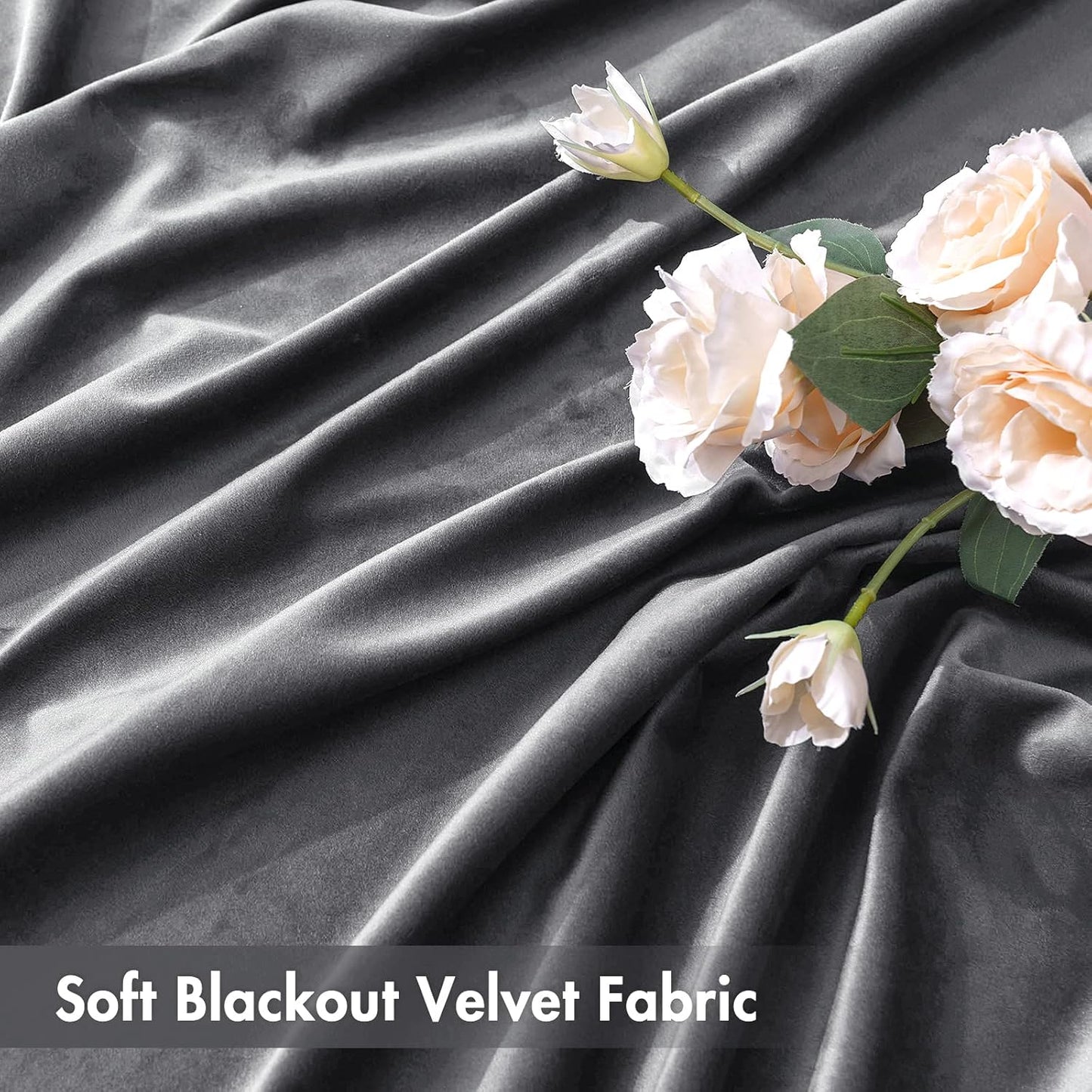MIULEE Grey Velvet Curtains Thermal Insulated Blackout Curtain Drapes for Bedroom Living Room