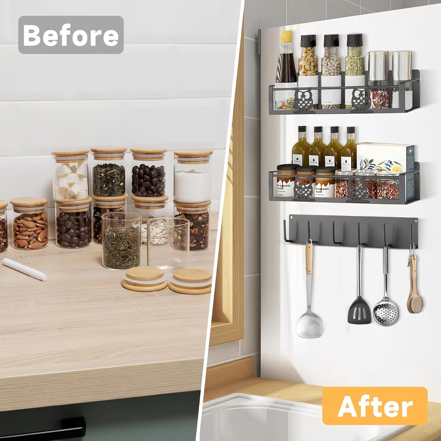 Spice Rack Magnetic for Fridge,Magnetic Fridge Shelf,Spice Shelf,Condiment Organizer,Refrigerator