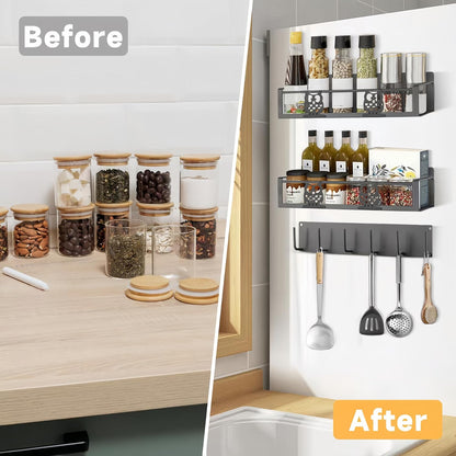 Spice Rack Magnetic for Fridge,Magnetic Fridge Shelf,Spice Shelf,Condiment Organizer,Refrigerator