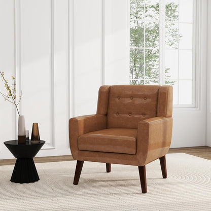 UIXE Faux Leather Accent Chairs Set of 4, Modern Arm Club Chair Upholstered Armchair for Living
