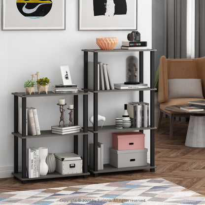 Furinno TURN-S-TUBE Storage Shelves, 3-Tier Book Shelf, Corner Shelf, Toolless Open Shelves, for