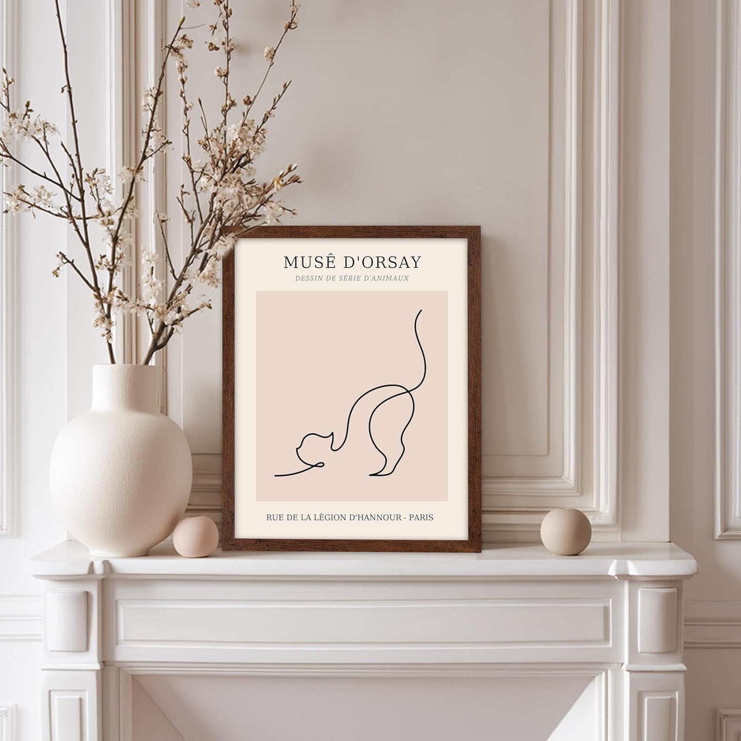 Poster Master Vintage Poster - Retro One Line Cat Drawing Print - Cat Art - Minimal Gift for Men