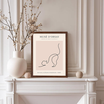 Poster Master Vintage Poster - Retro One Line Cat Drawing Print - Cat Art - Minimal Gift for Men