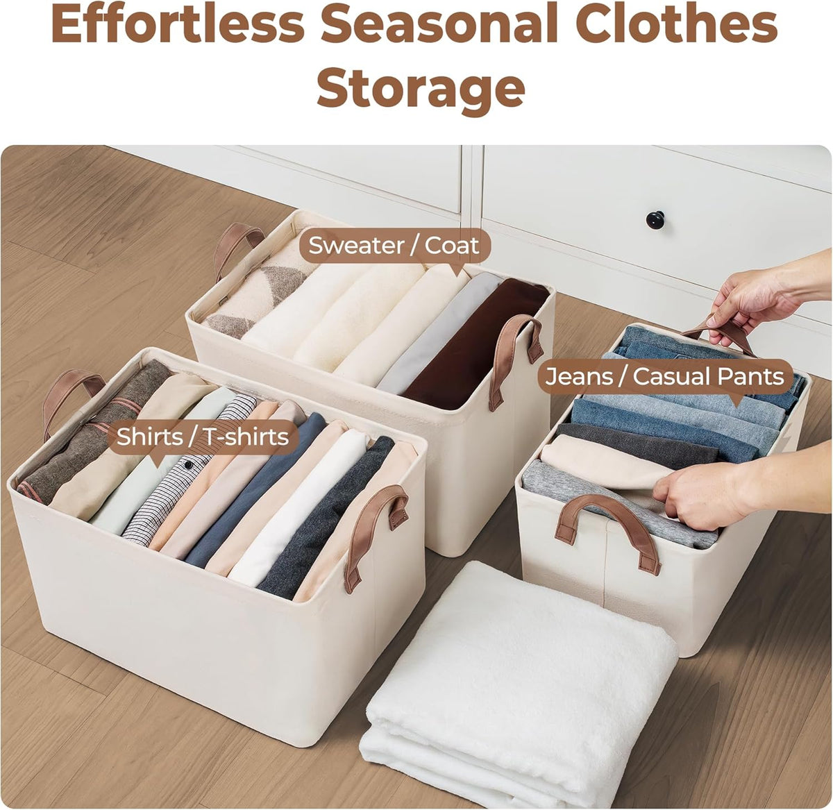 StorageWorks Storage Bins, Shelves Baskets for Organizing, Large Fabric Closet Organizers with