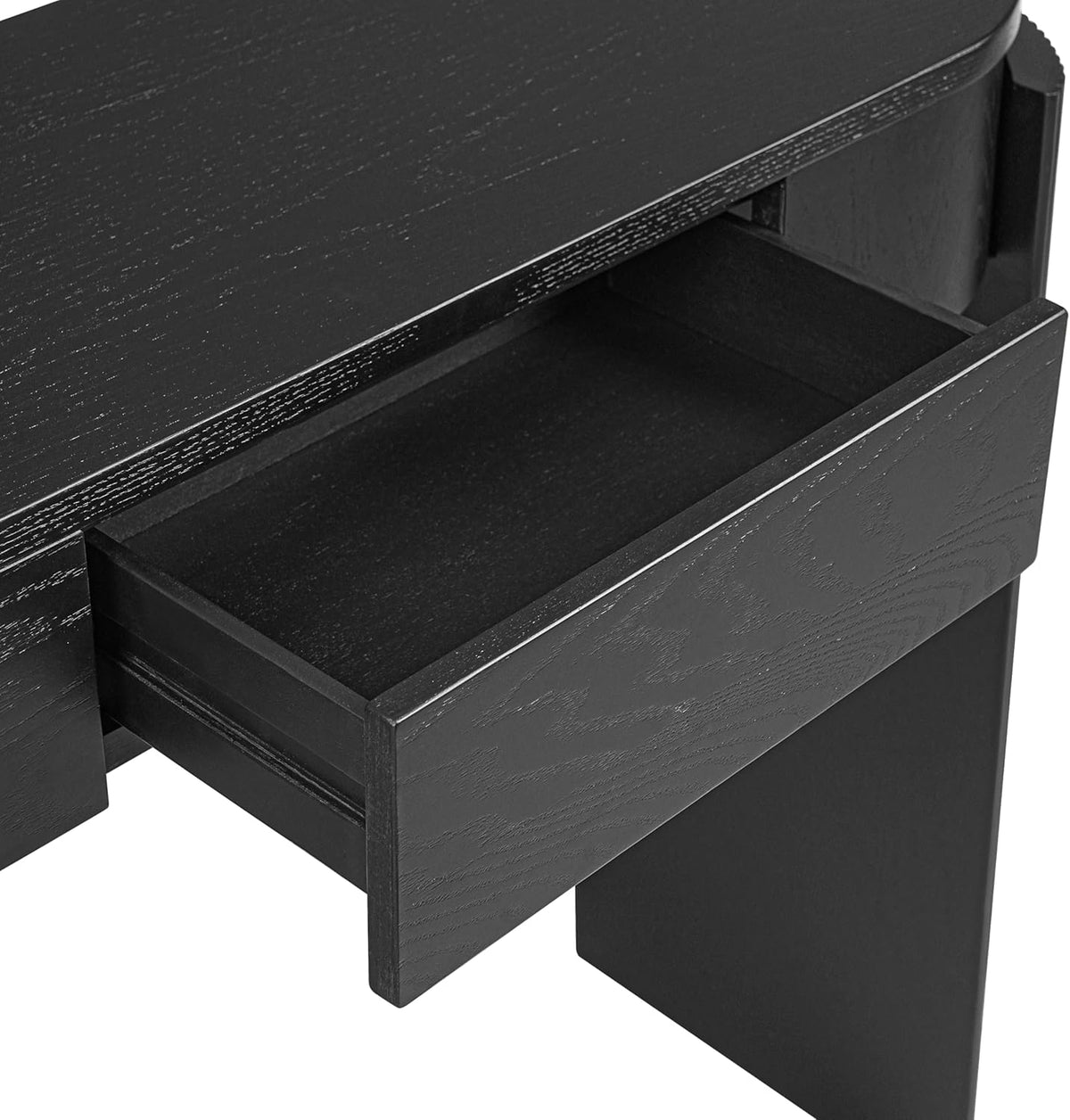 55" Sofa Table with Oval Top and 2 Drawers, Entryway Console Table with Fluted Design for