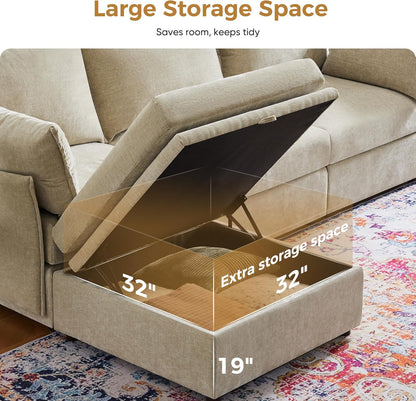 166.6" Oversized Modular Sectional Sofa, U Shaped Convertible Couch with Movable Ottoman, Large 8