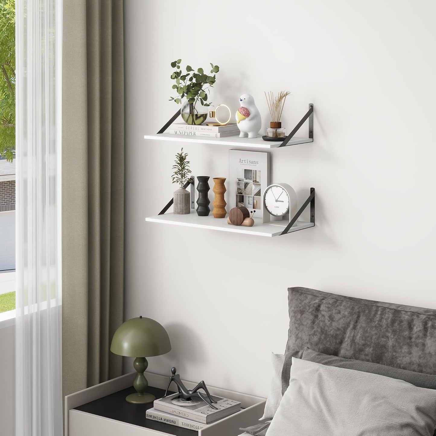 Deep Floating Shelves, 12 Inch Deep Floating Shelves for Wall, 24"W x 12"D Wall Shelves for Books