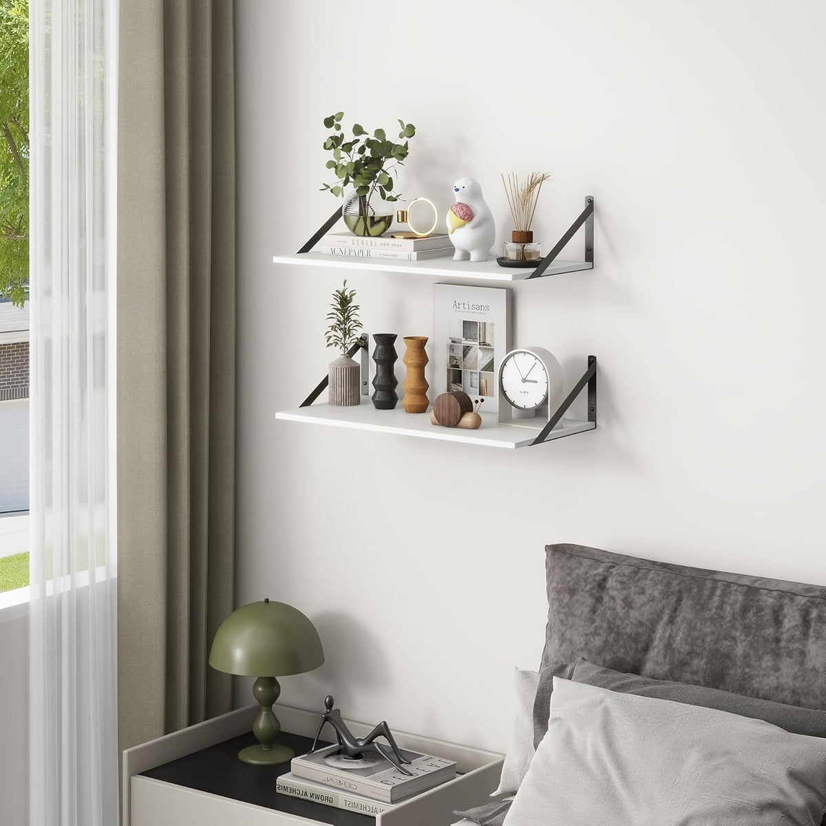 Deep Floating Shelves, 12 Inch Deep Floating Shelves for Wall, 24"W x 12"D Wall Shelves for Books