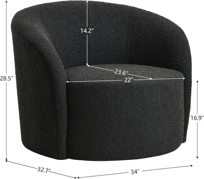 KINWELL 34" W Swivel Barrel Chair Set of 2, Mid Century Modern Round Upholstered Boucle Swivel