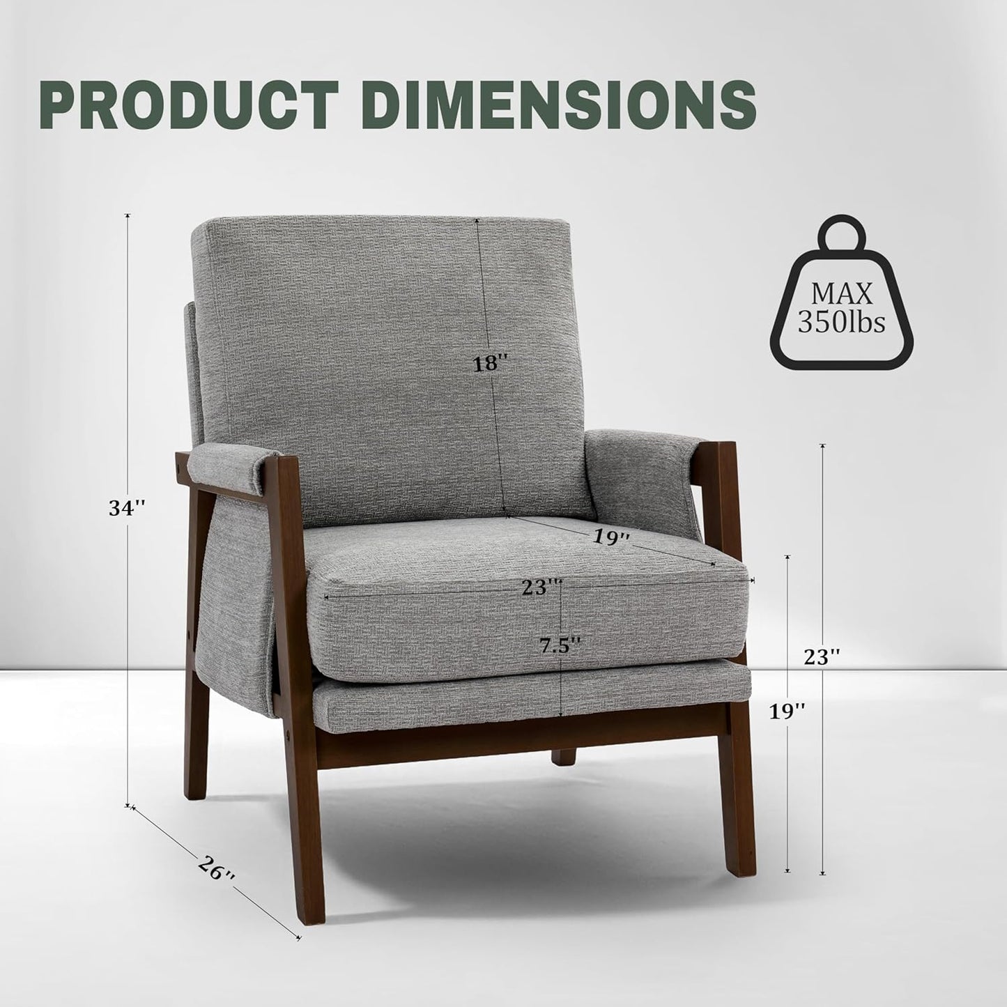 Modern Accent Chairs Set of 2 for Living Room Mid Century Arm Chairs Upholstered Bedroom Chairs