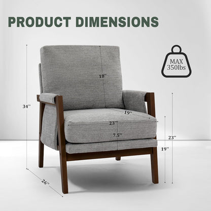 Modern Accent Chairs Set of 2 for Living Room Mid Century Arm Chairs Upholstered Bedroom Chairs
