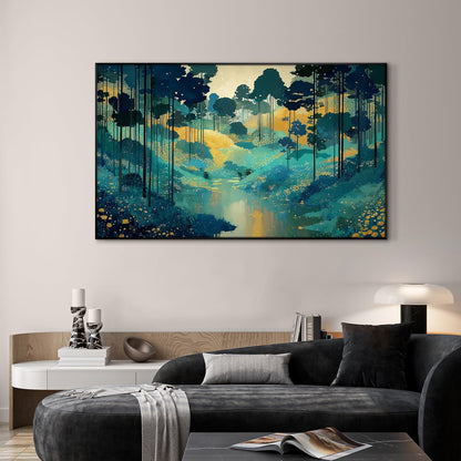 SIGNWIN 30"x60" Extra Large Framed Wall Art Whimsical Fantasy Forest, Vibrant Nature Landscape for
