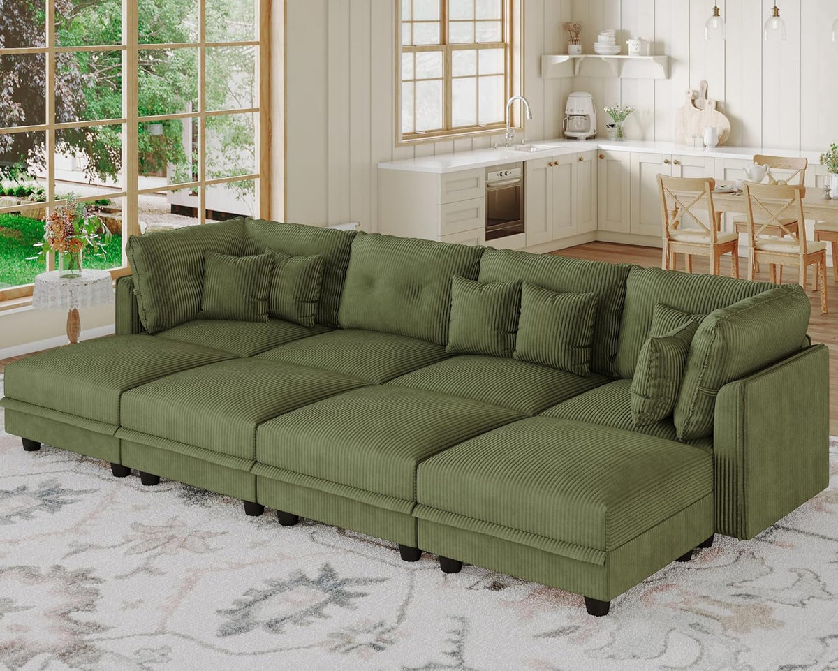 LLappuil Modular Sectional Sofa with Storage Seats, Corduroy Convertible Modular U Shaped Sectional