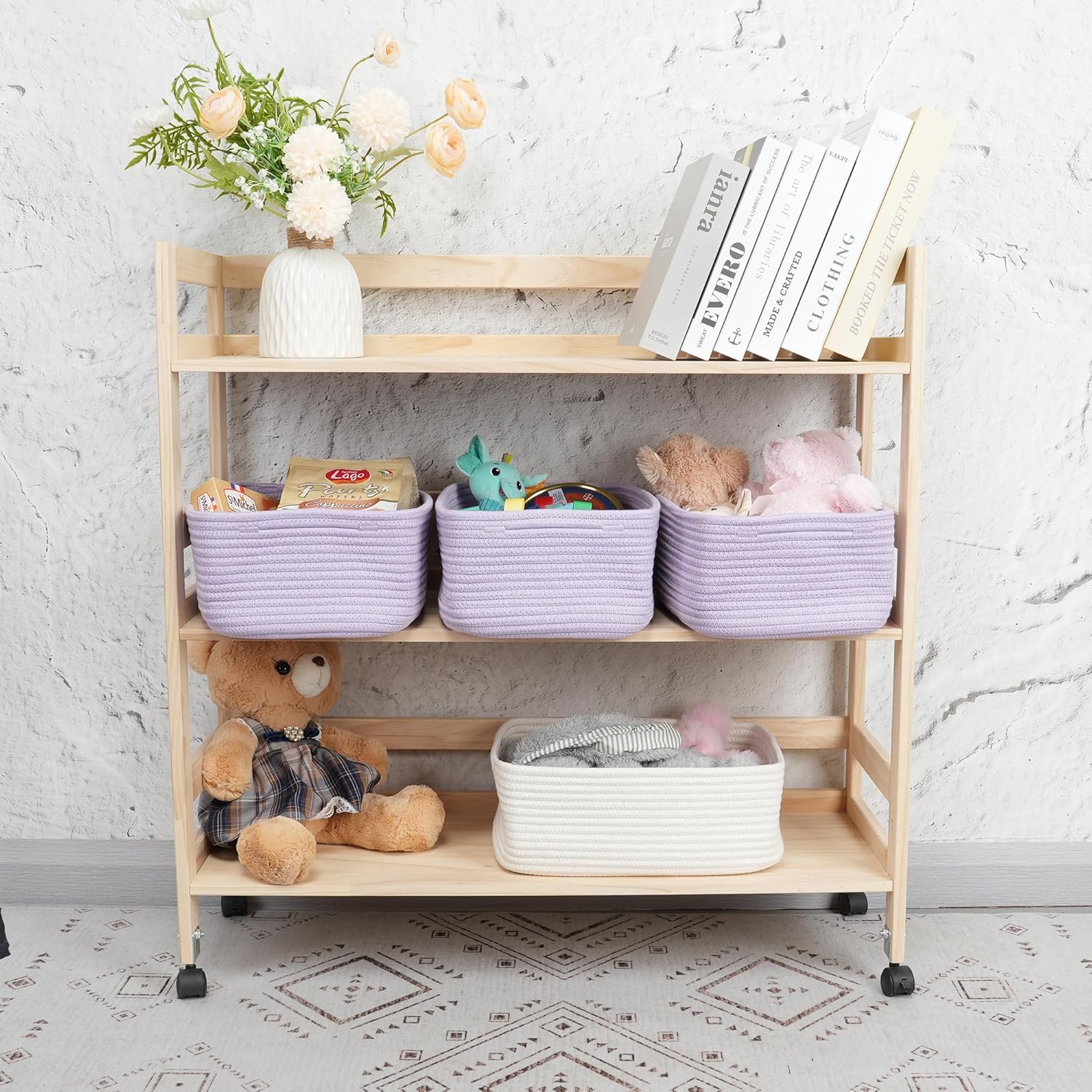 Small Woven Storage Baskets 13“X9”X5“ Decorative Rope Bins for Organizing Shelves, Closets, and