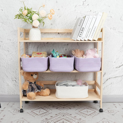 Small Woven Storage Baskets 13“X9”X5“ Decorative Rope Bins for Organizing Shelves, Closets, and